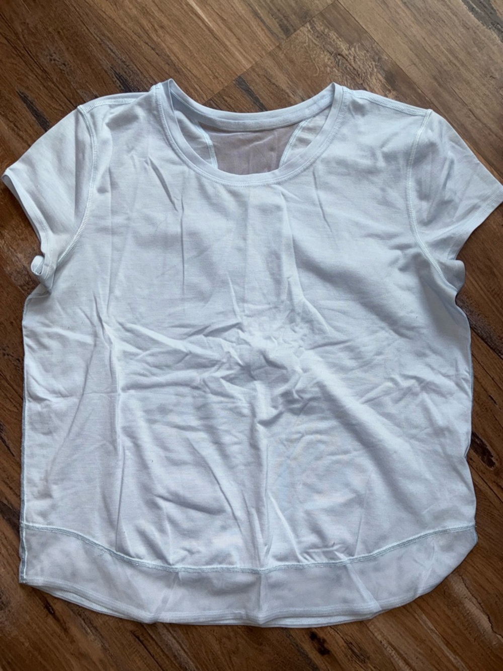 Athleta White Girls Short Sleeve Light Blue Crew Tee